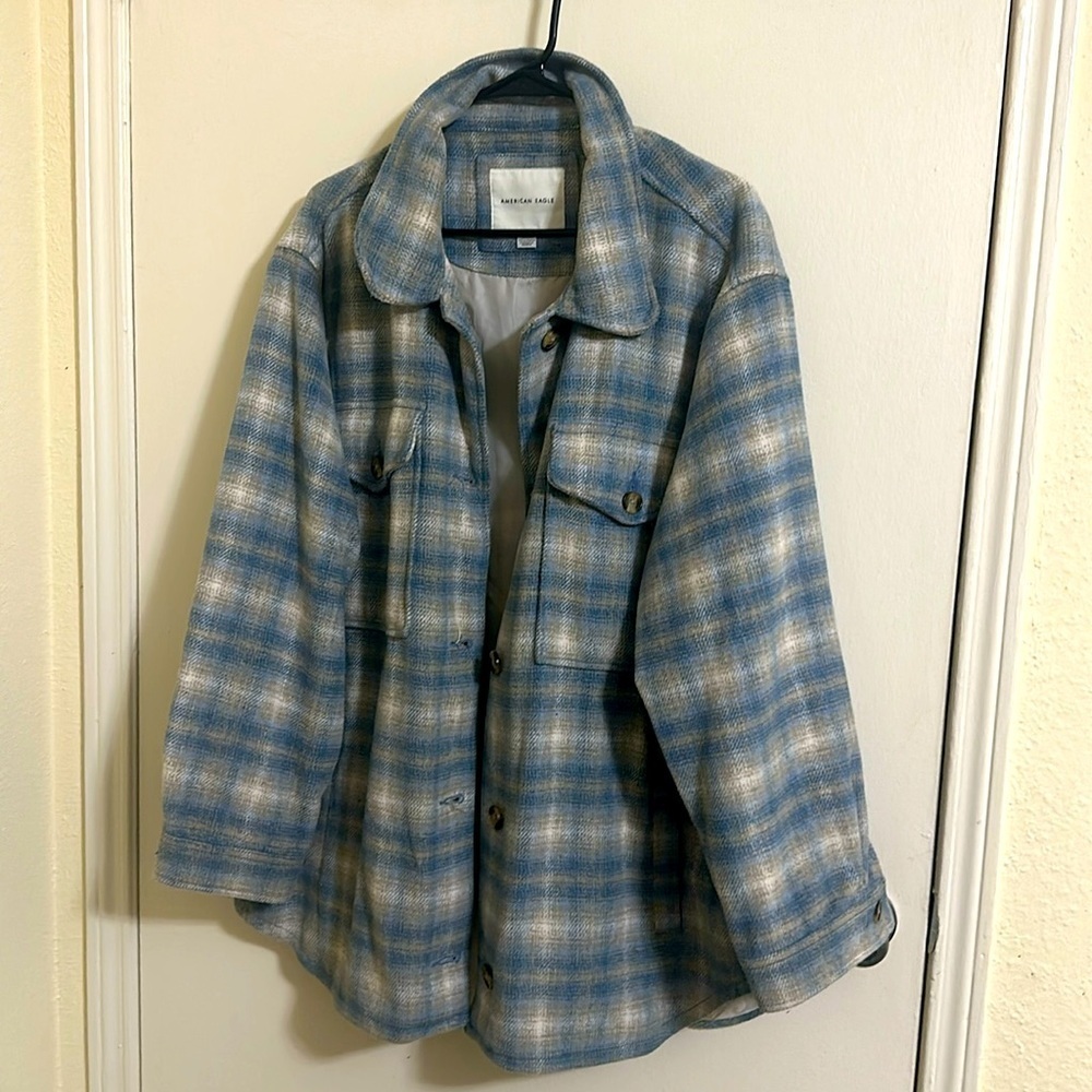 EUC American‎ Eagle Heavy Plaid Button Winter Coat/Jacket